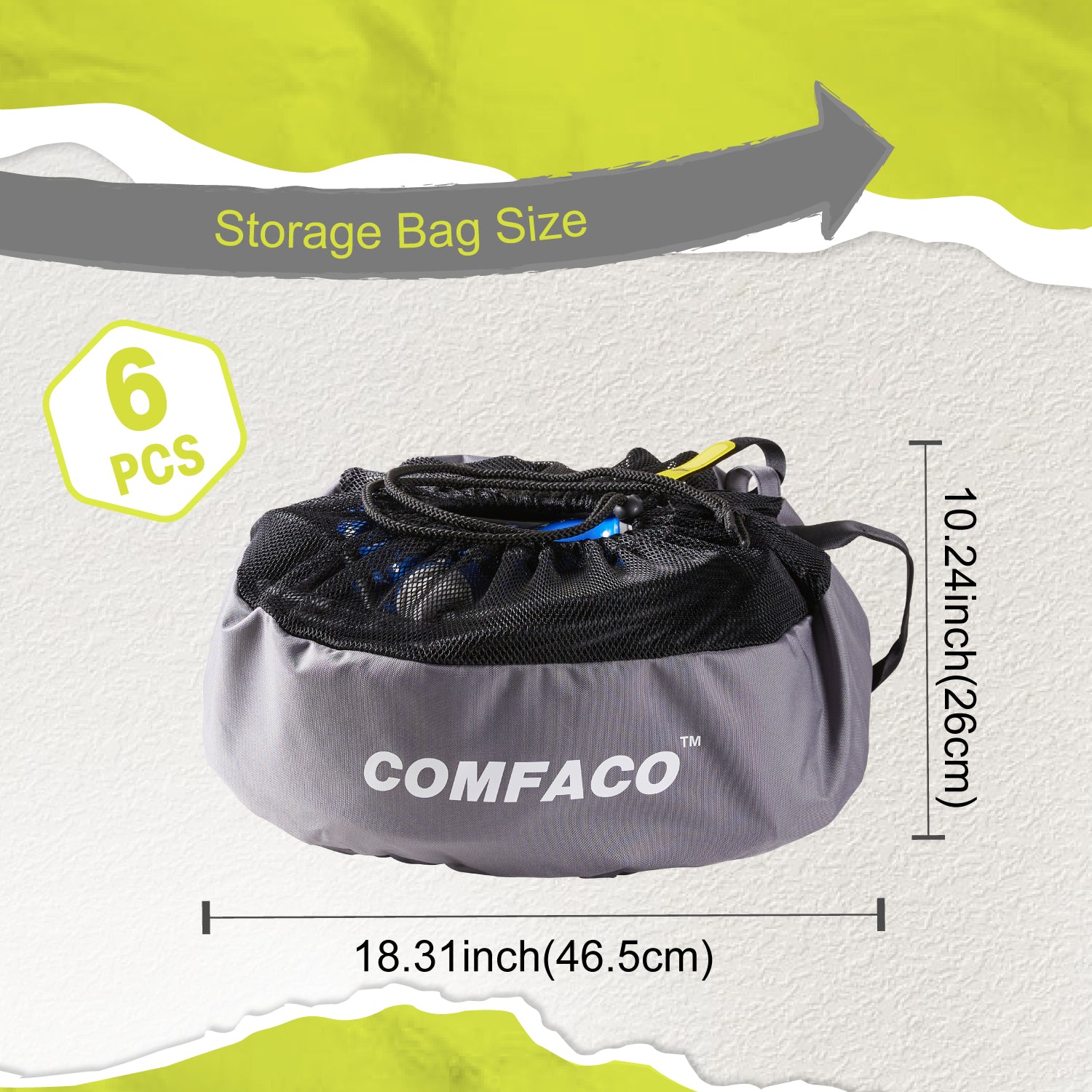 COMFACO RV Transport- und Aufbewahrungstasche für Verlängerungskabel, Schlauch，wasserdicht abwaschbar, ideal für Campingplatz,Garage, Werkstatt und Wohnmobil, Ø 46 x H 26 cm(6 Stück)