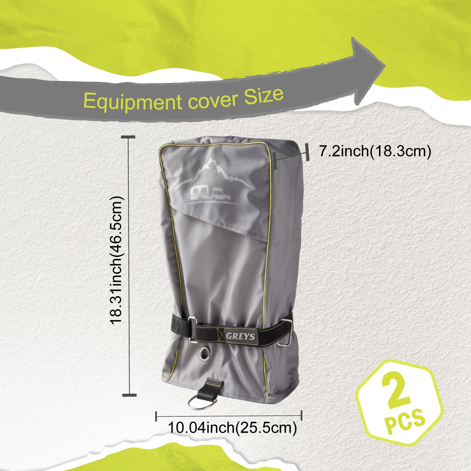 COMFACO RV Abdeckung für elektrische Zungenwagenheber Wohnwagen Wohnmobil aus 600D Oxford 3-lagiges wasserabweisendes Atmungsmaterial & verstellbarer Zuzuriemen, 46 x 19 x 22 cm(2 Stück)