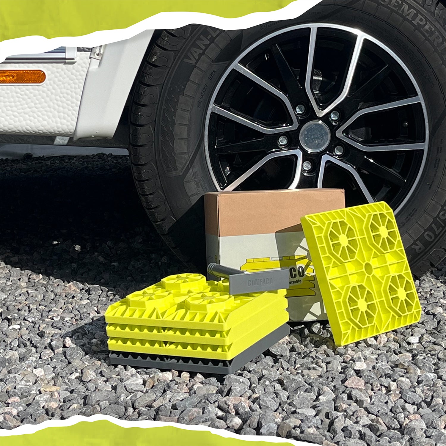 LTWHOME COMFACO RV stapelbare Basisplatten, Unterlegplatten, Stützplatten, für Wohnmobile, Caravan, Camping Stützböcke und Kurbelstütze 21.5*21.5cm (10 Stück)