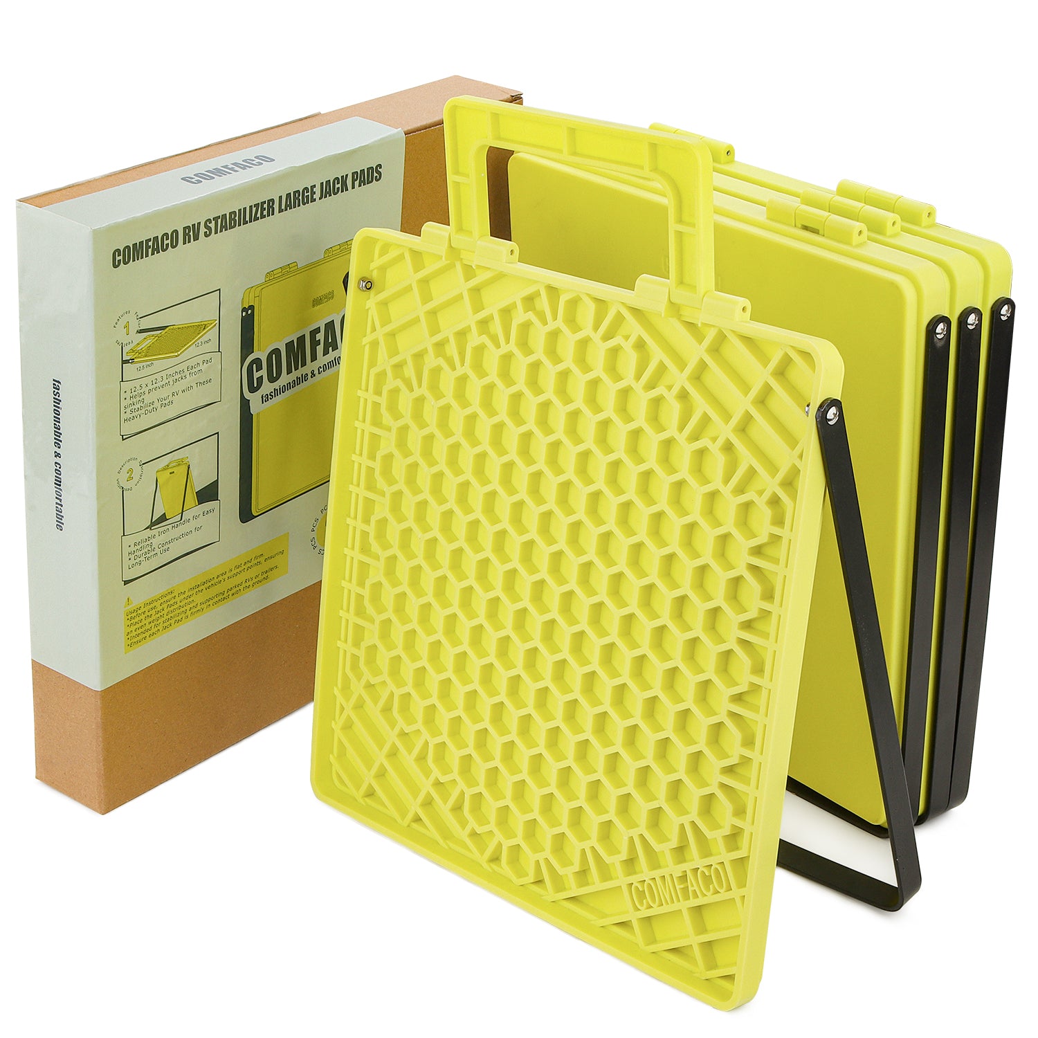 LTWHOME COMFACO RV Große Stabilisator Stützplatten mit Griff, verhindert das Versinken von Wagenhebern Schwerlast 31.5*30.5cm (4 Stück)