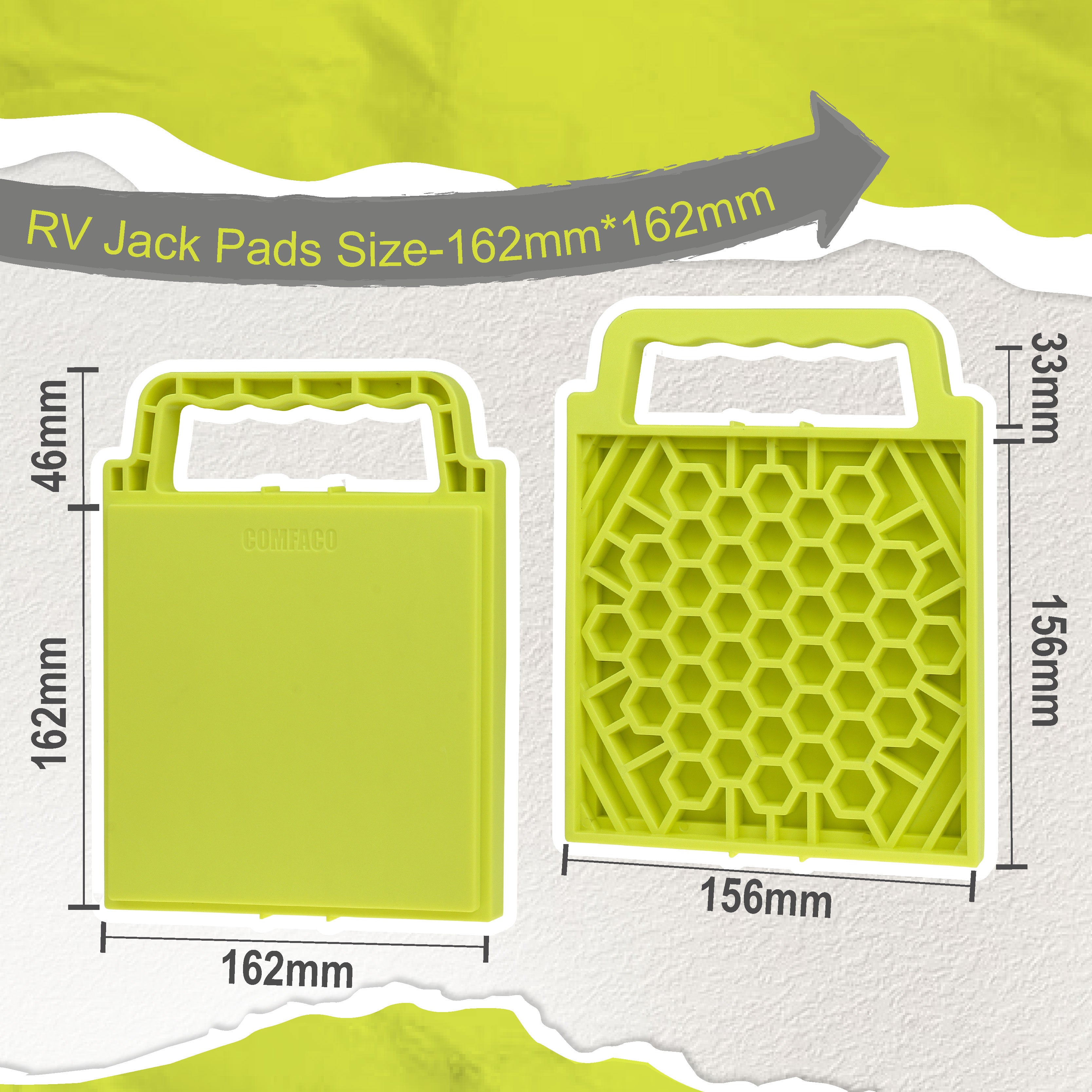 LTWHOME COMFACO RV Kleine Stabilisator Stützplatten zur Sicherung der Kurbelstütze im Wohnmobil oder Wohnwagen Schwerlast 21*16.5cm (4 Stück)