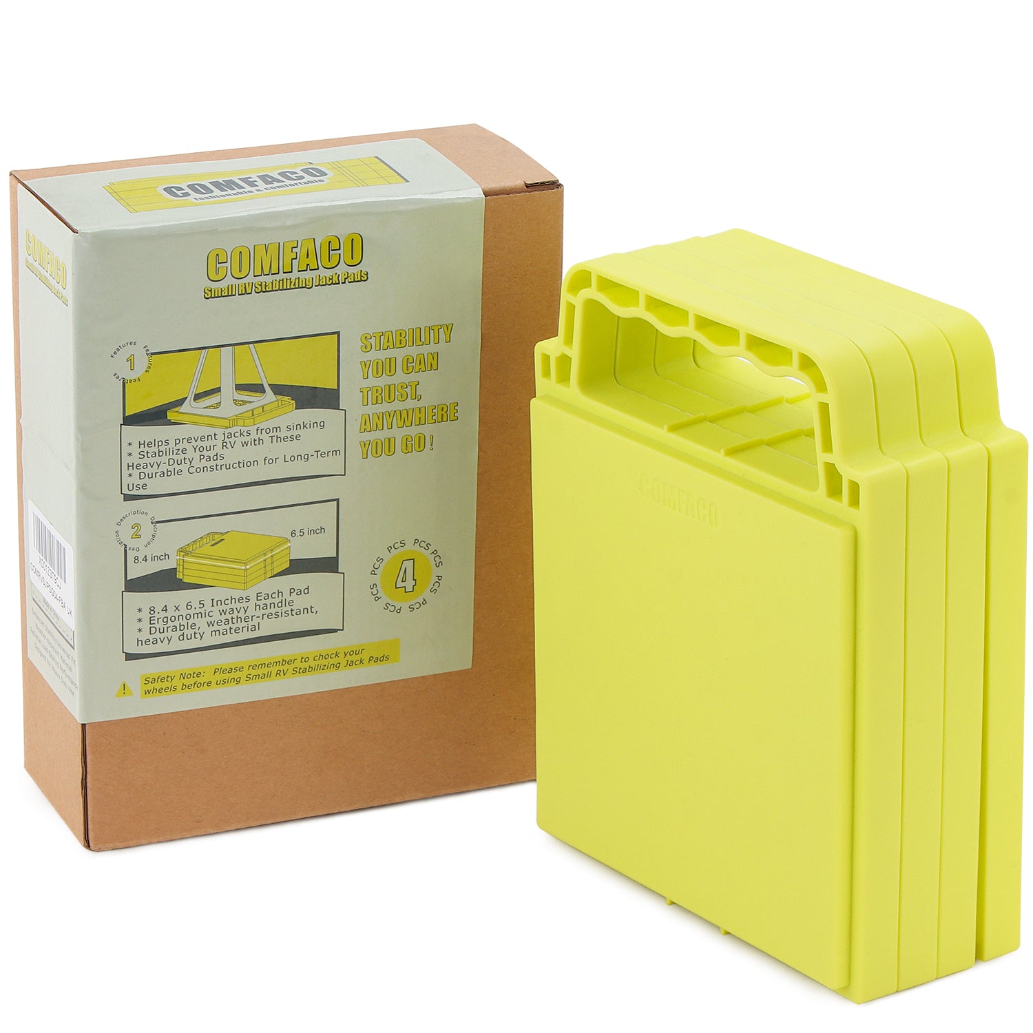 LTWHOME COMFACO RV Kleine Stabilisator Stützplatten zur Sicherung der Kurbelstütze im Wohnmobil oder Wohnwagen Schwerlast 21*16.5cm (4 Stück)