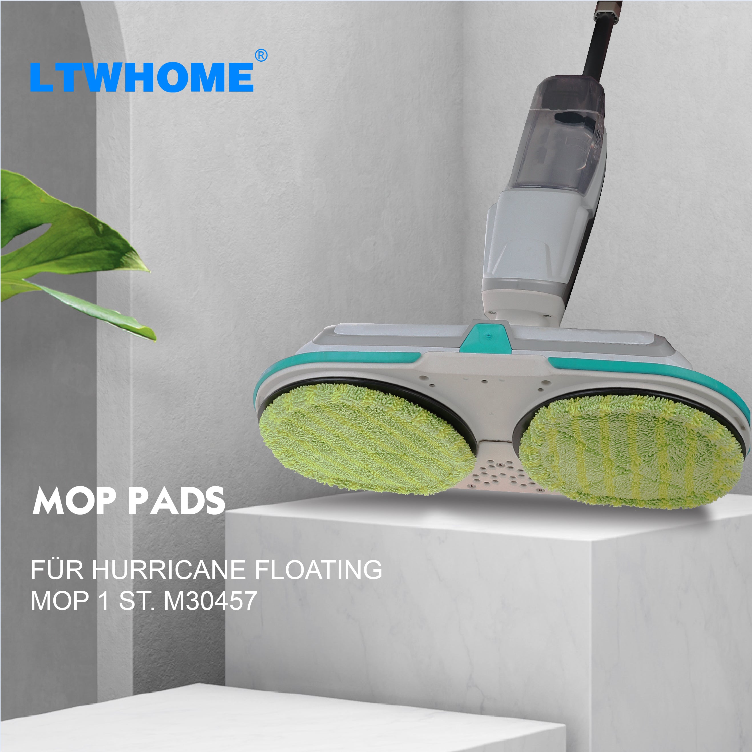 LTWHOME 16cm Mikrofaser Pads geeignet für Hurricane Floating Mop 1 St. M30457