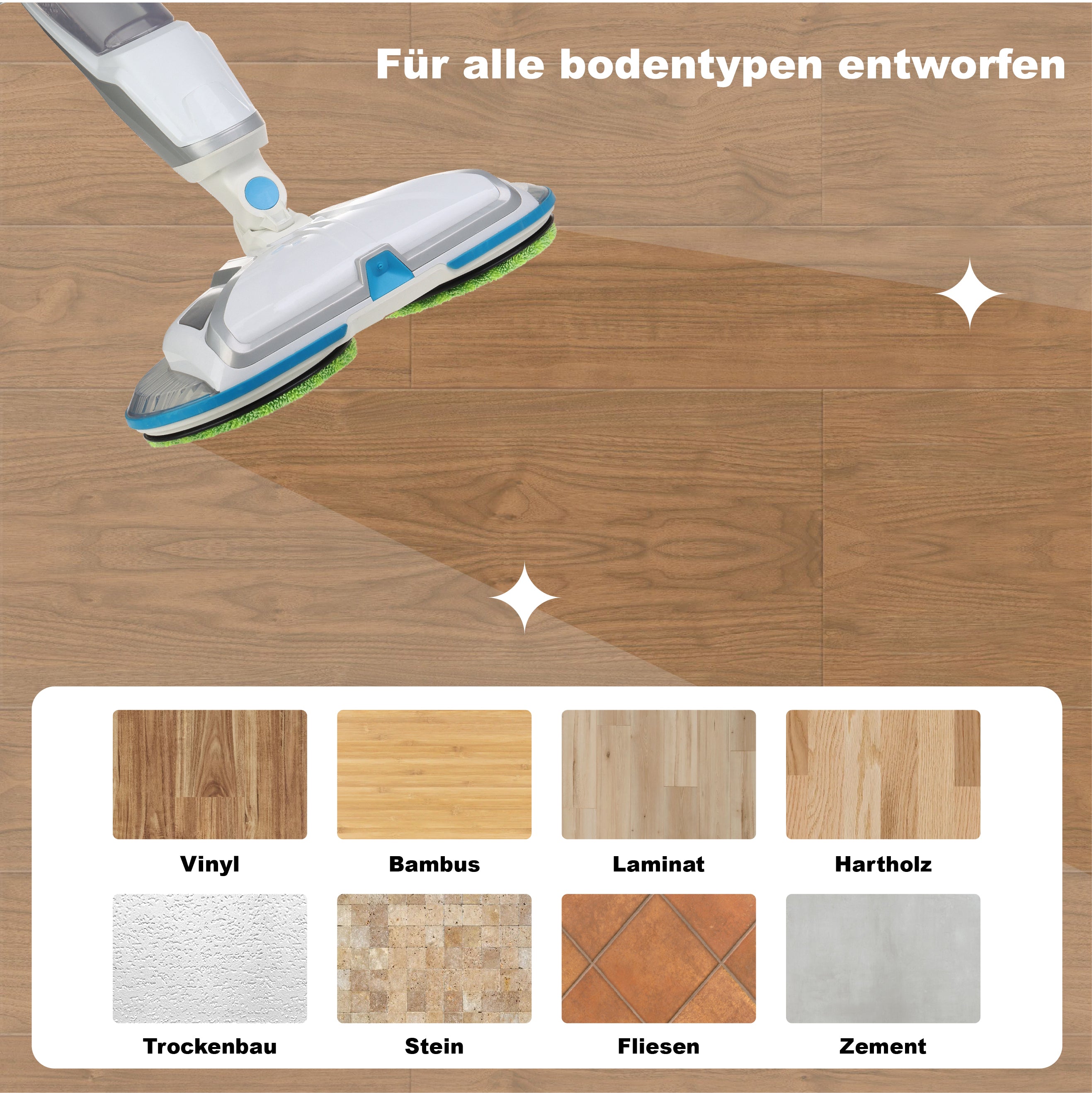 LTWHOME 16cm Mikrofaser Pads geeignet für Hurricane Floating Mop 1 St. M30457