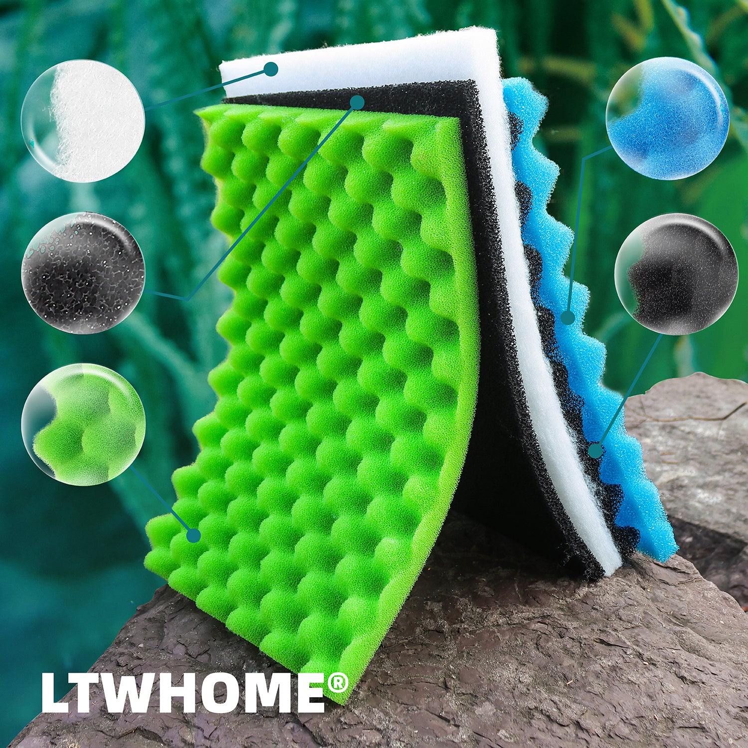 LTWHOME DIY Poly grobe feine Schaum Filter Pads Serie für Aquarium Pond