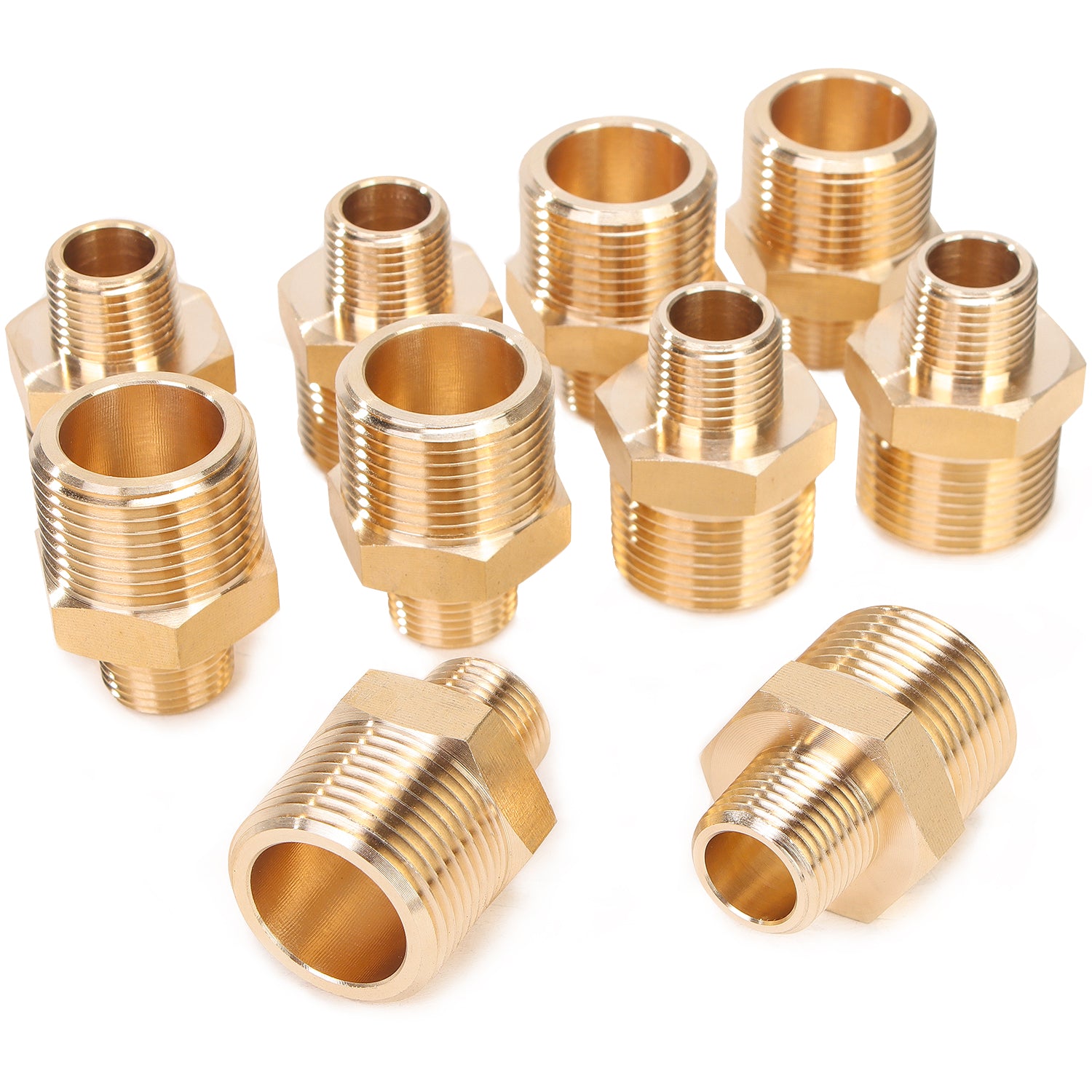 LTWFITTING Messing Pipe Sechskant Reduzierstutzen Fitting 3/4" BSPP x 3/8" NPT