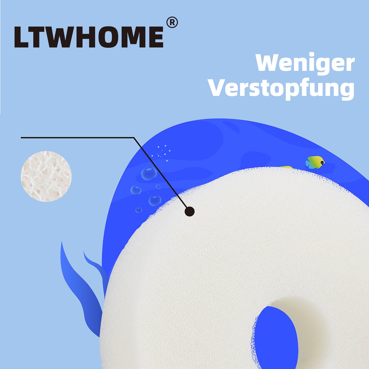 LTWHOME Filterschwamm für Laguna Pressure Flo 12000 Weiß