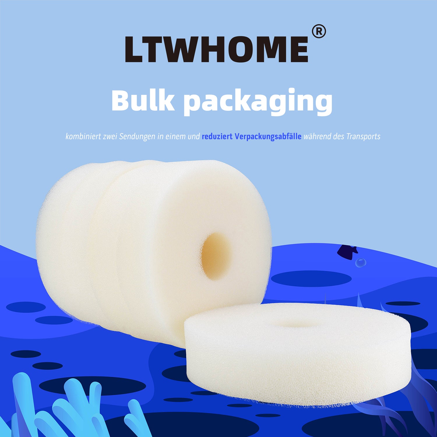 LTWHOME Filterschwamm für Laguna Pressure Flo 12000 Weiß