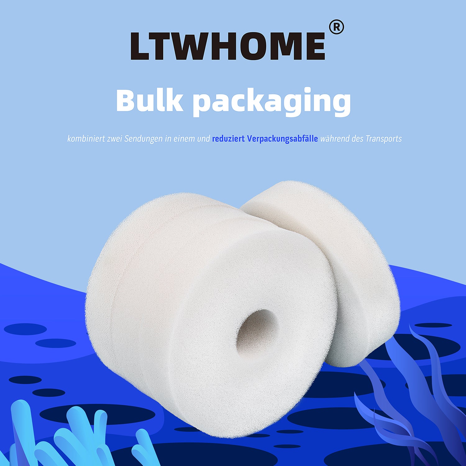 LTWHOME Filterschwamm für Laguna Pressure Flo 8000 Weiß