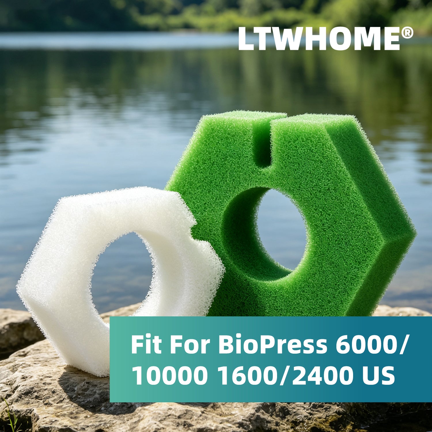 LTWHOME Filterschwamm Ersatzset passend für Oase BioPress 6000/10000 1600/2400 US (8 Stück)