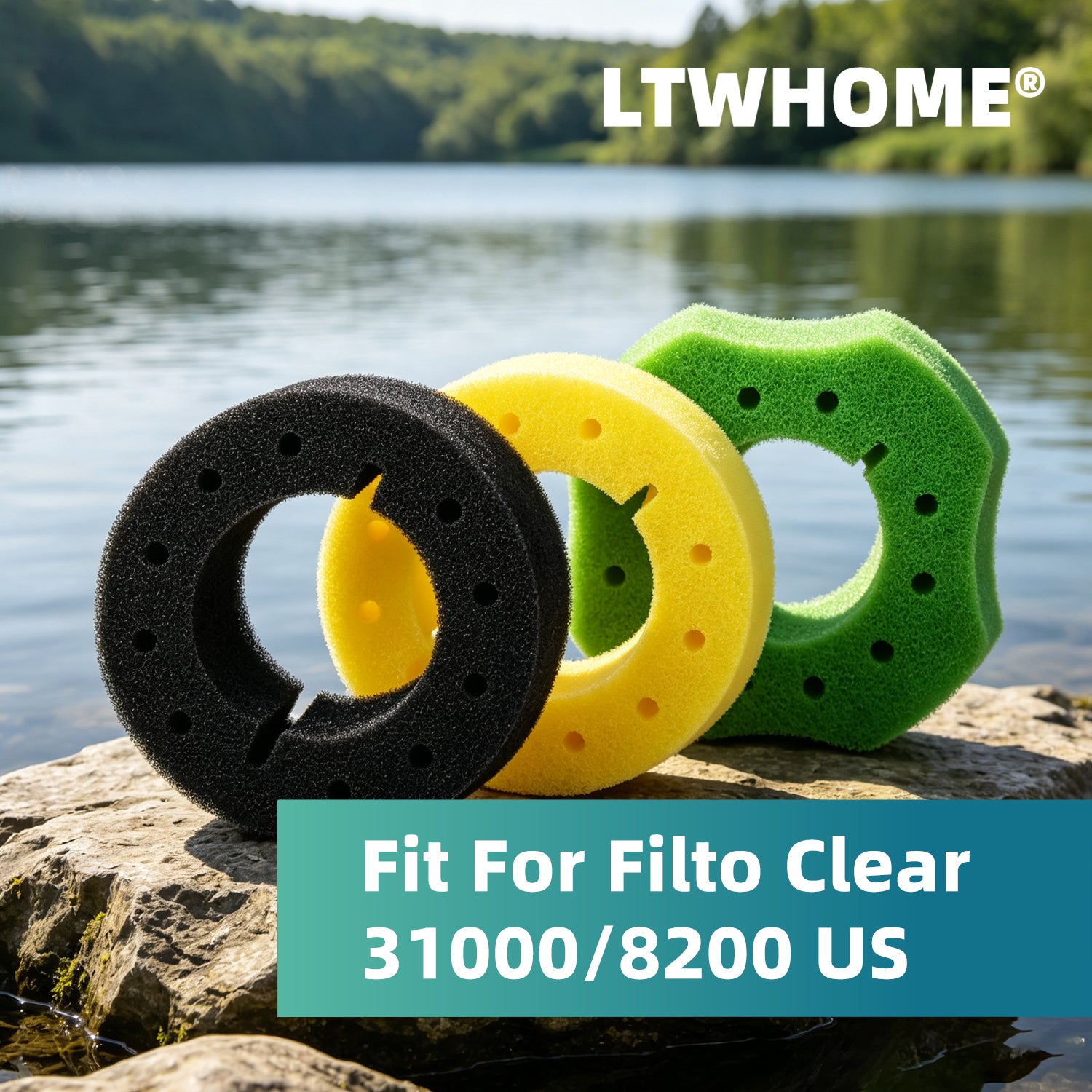 LTWHOME Filterschwamm Ersatzset passend für Oase Filto Clear 31000/8200 US (5 Stück)