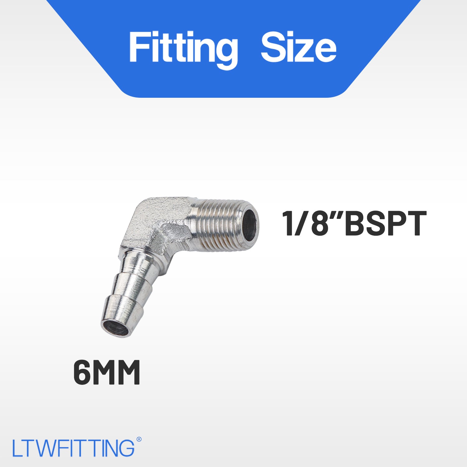 LTWFITTING Edelstahl 316 90°Bogenanschluss mit Schlauchansatz 6mm Innedurchmesser x 1/8 Zoll R Außengenwinde
