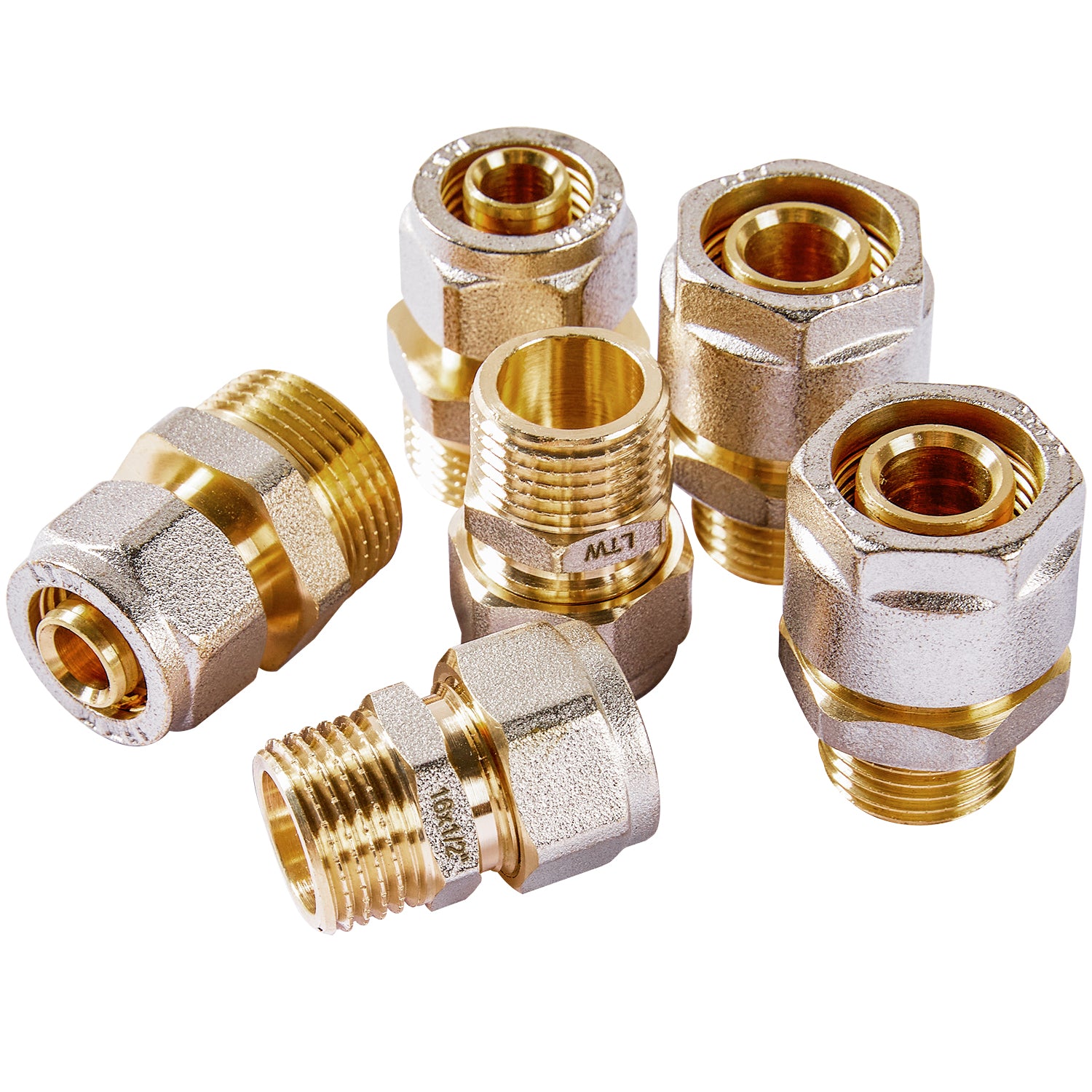 LTWFITTING Klemmring-Schraubfitting für Aluverbundrohr, Übergang mit Außengewinde, 16mm x 1/2", 16mm x3/4", 20mm x 1/2"(6 Stück)