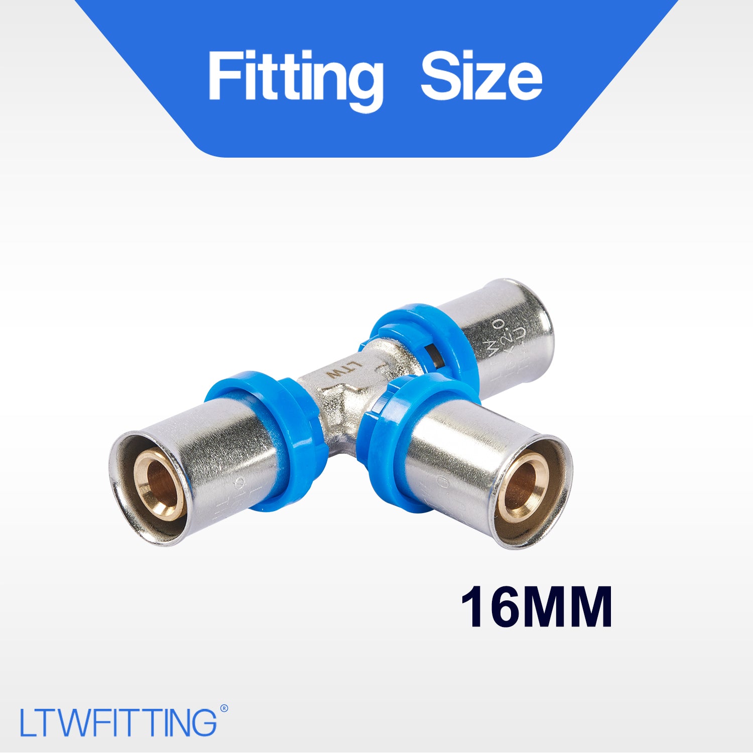 LTWFITTING Pressfitting T-Stück 16 x 2,0mm für Verbundrohr 2,0mm Aluverbund - Rohr Mehrschichtverbundrohr