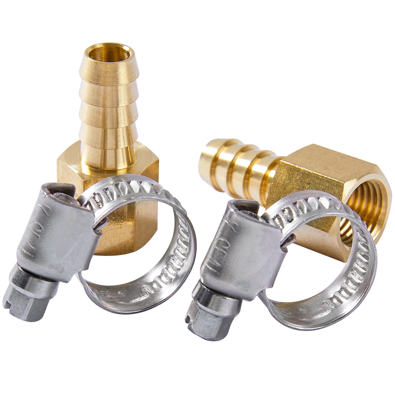 LTWFITTING 2er Set Schlauchtülle 1/4" BSP x 10mm ID Messingkupplung mit Edelstahl 316 Schlauchschelle 10-16mm