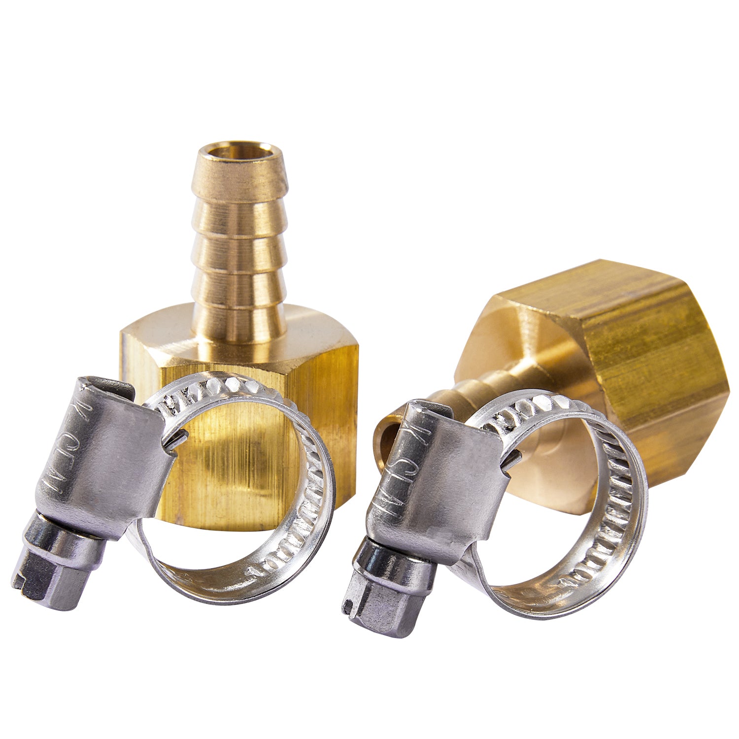 LTWFITTING 2er Set Schlauchtülle 1/2" BSP x 10mm ID Messingkupplung mit Edelstahl 316 Schlauchschelle 10-16mm