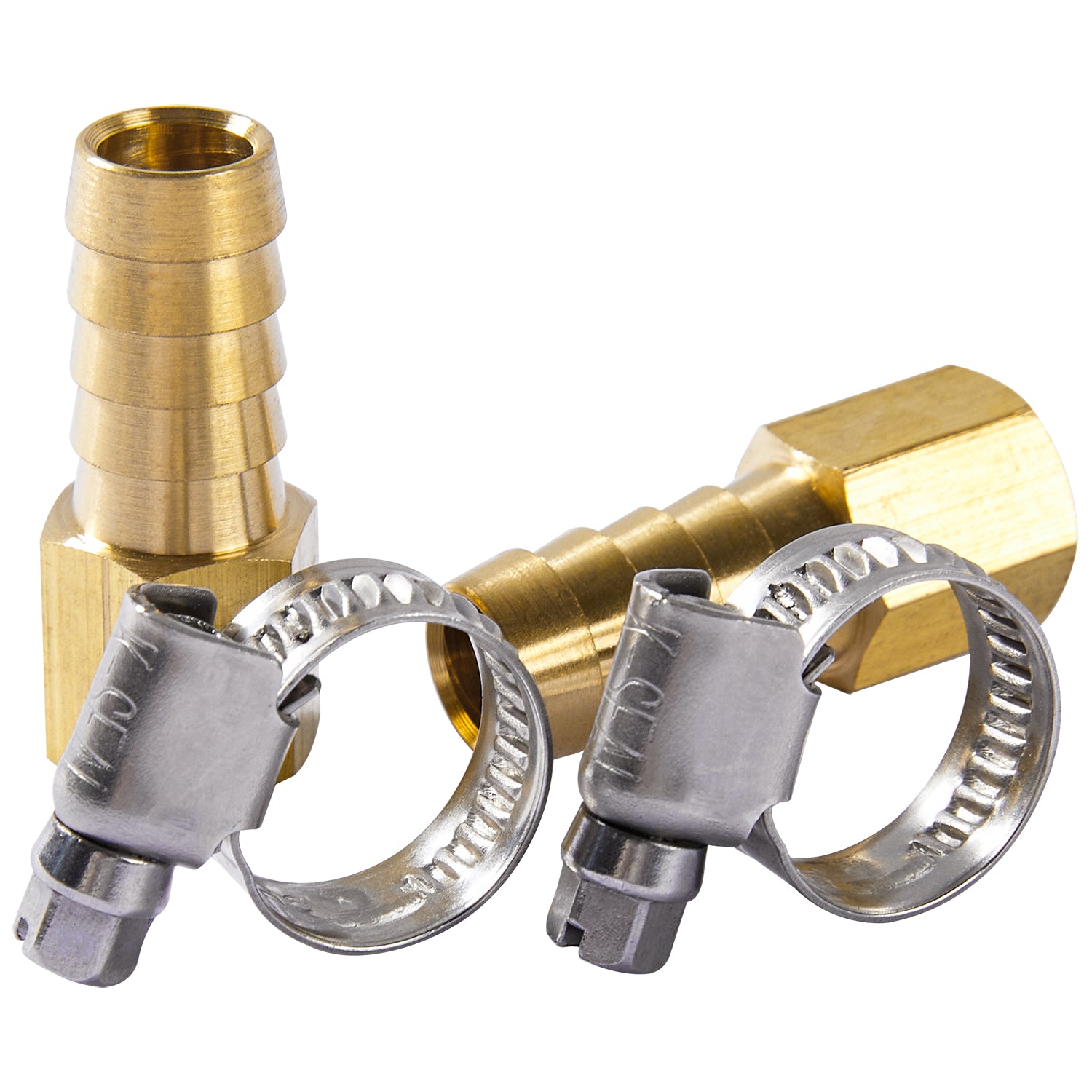 LTWFITTING 2er Set Schlauchtülle 1/4" BSP x 12mm ID Messingkupplung mit Edelstahl 316 Schlauchschelle 10-16mm
