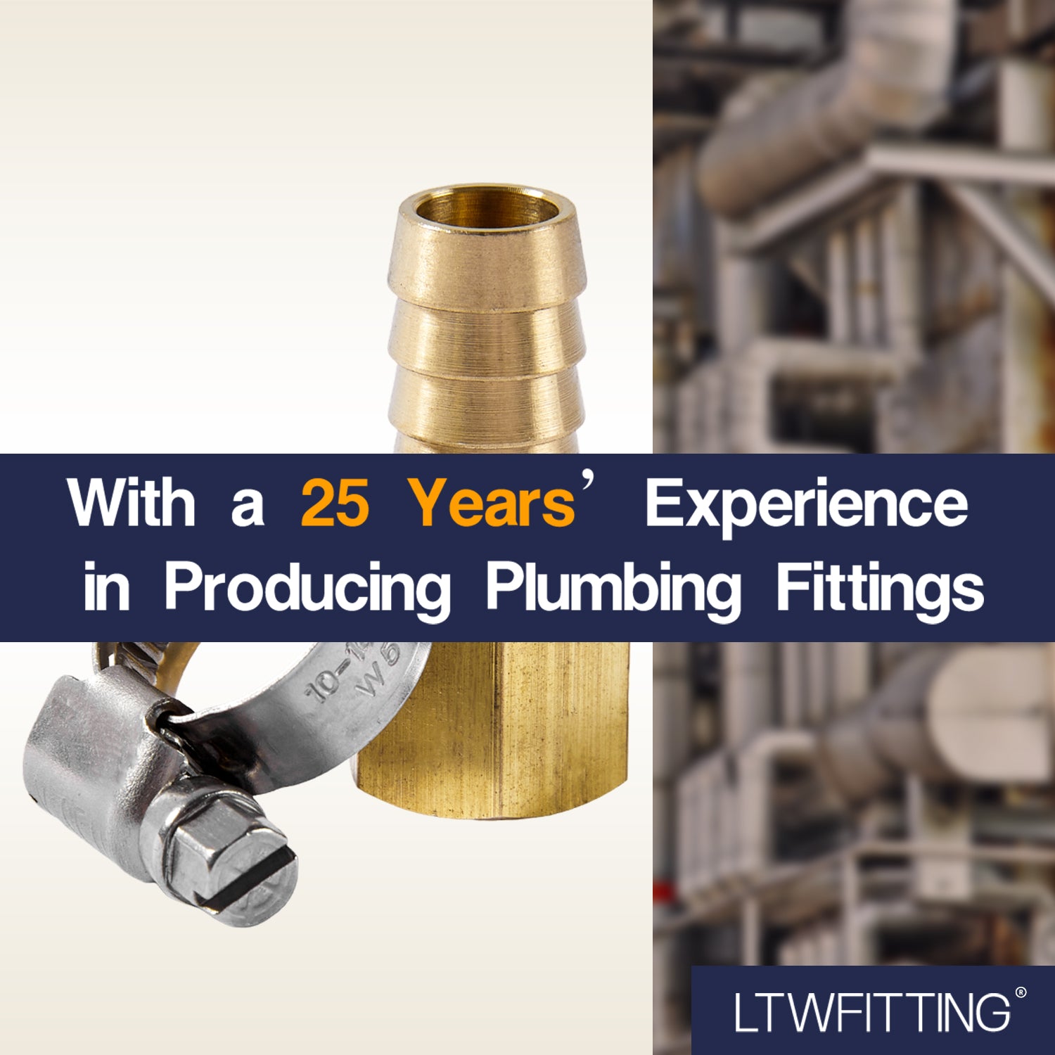 LTWFITTING 2er Set Schlauchtülle 1/2" BSP x 12mm ID Messingkupplung mit Edelstahl 316 Schlauchschelle 10-16mm