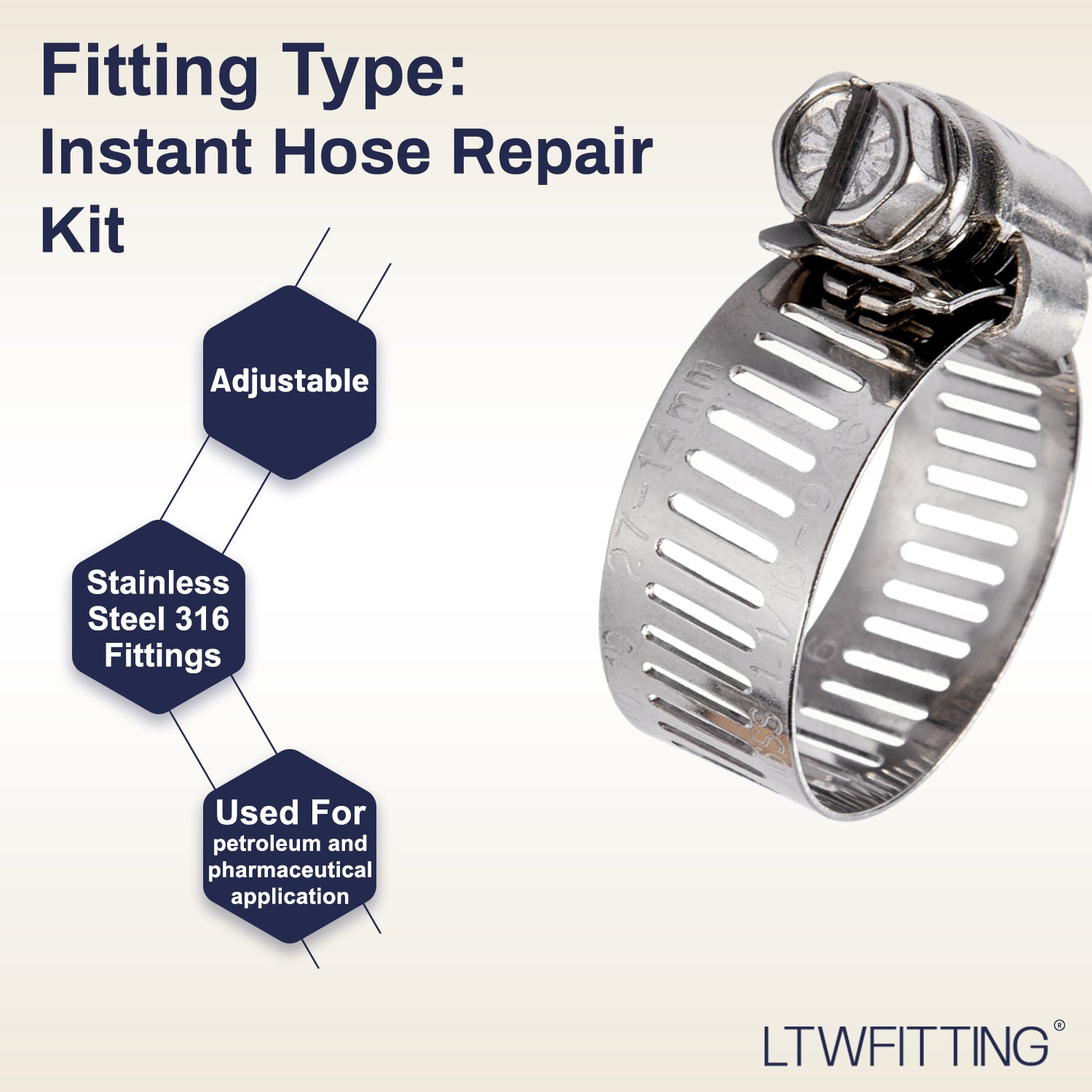 LTWFITTING 2er Set Schlauchtülle 3/4" BSP x 19mm ID Messingkupplung mit Edelstahl 316 Schlauchschelle 14-27mm