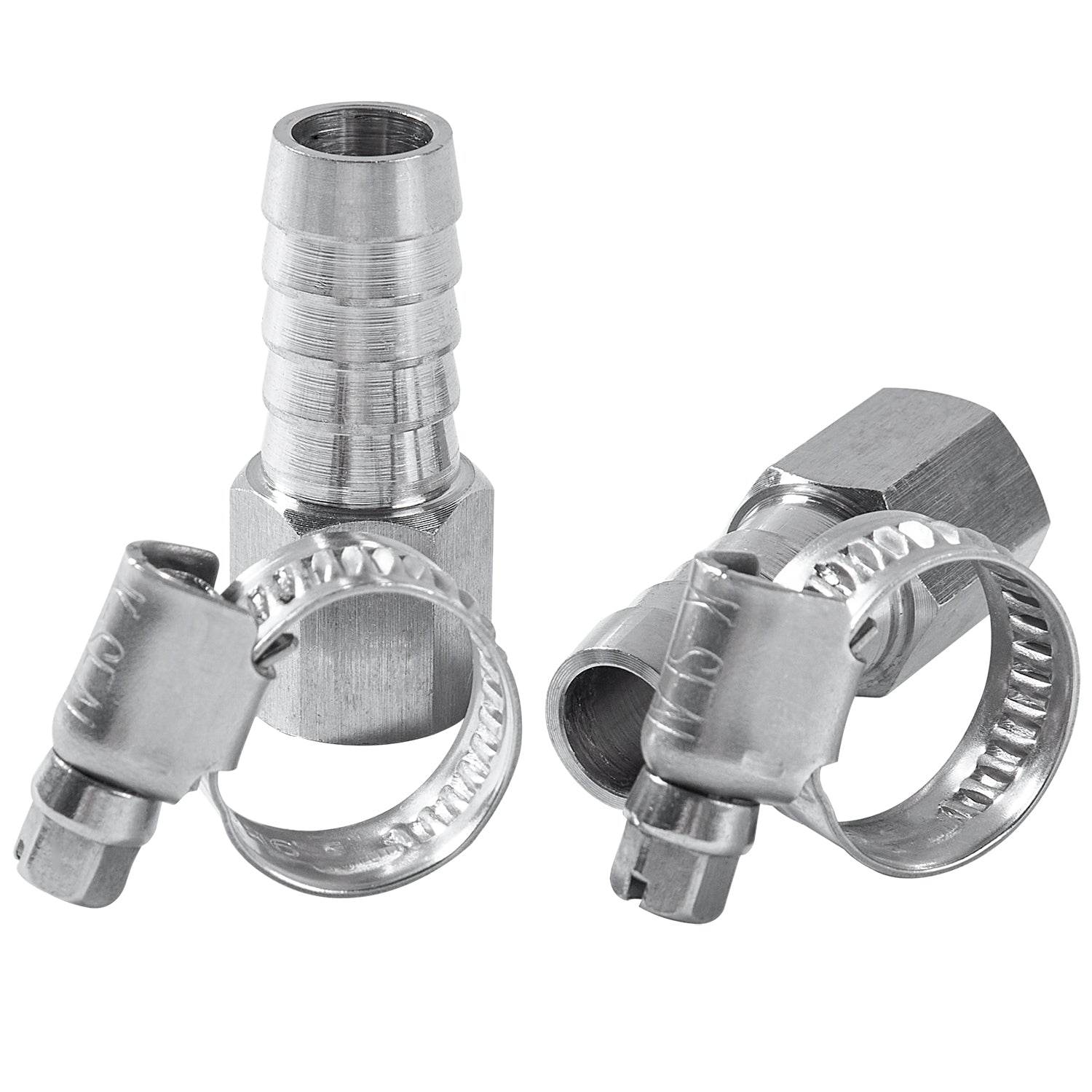 LTWFITTING 2er Set Schlauchtülle 1/4" BSP x 12mm ID Edelstahl 316 Kupplung mit Schlauchschelle 10-16mm