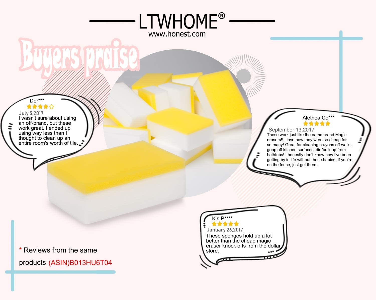 LTWHOME Magic Schwamm mit reinigendem Radiergummi Melamin